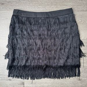 Nasty Gal Black Fringe Mini Skirt Festival Party Night Out Skirt Size 8